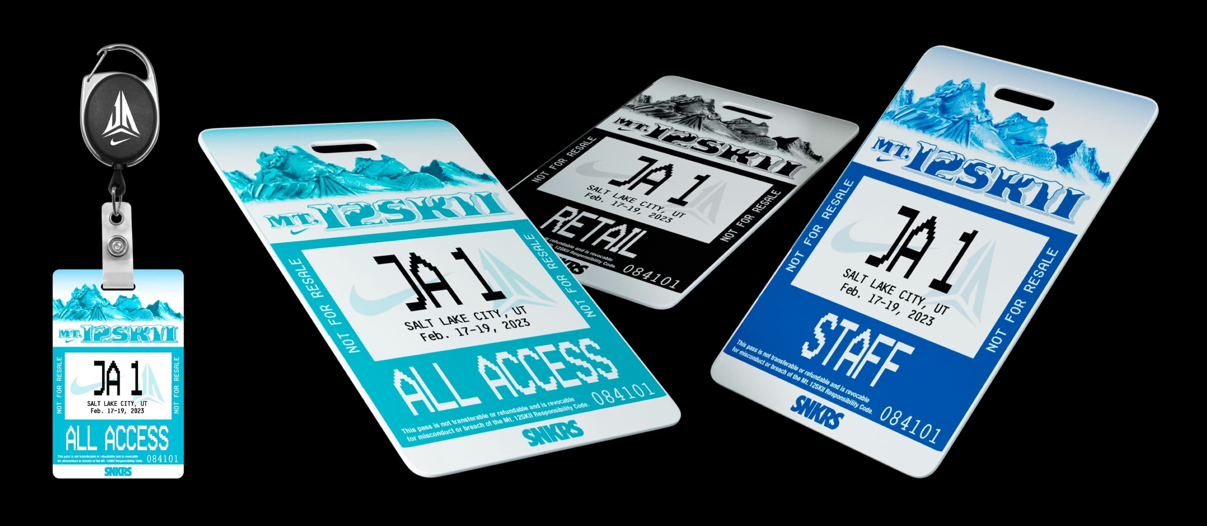 Mt.12Skiii event credentials: All Access, Retail and Staff passes on lanyards