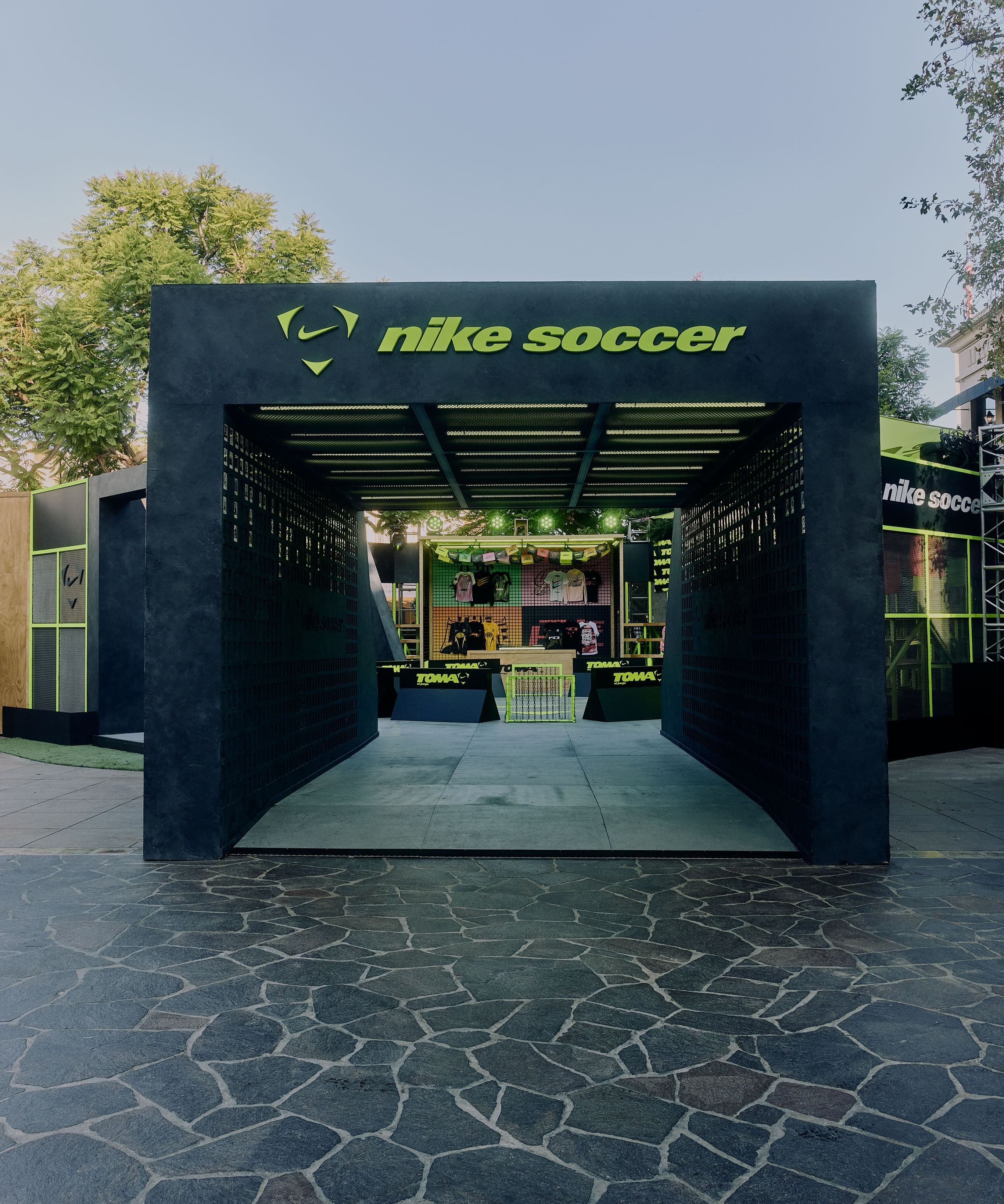 The dark concrete Nike Soccer entrance tunnel