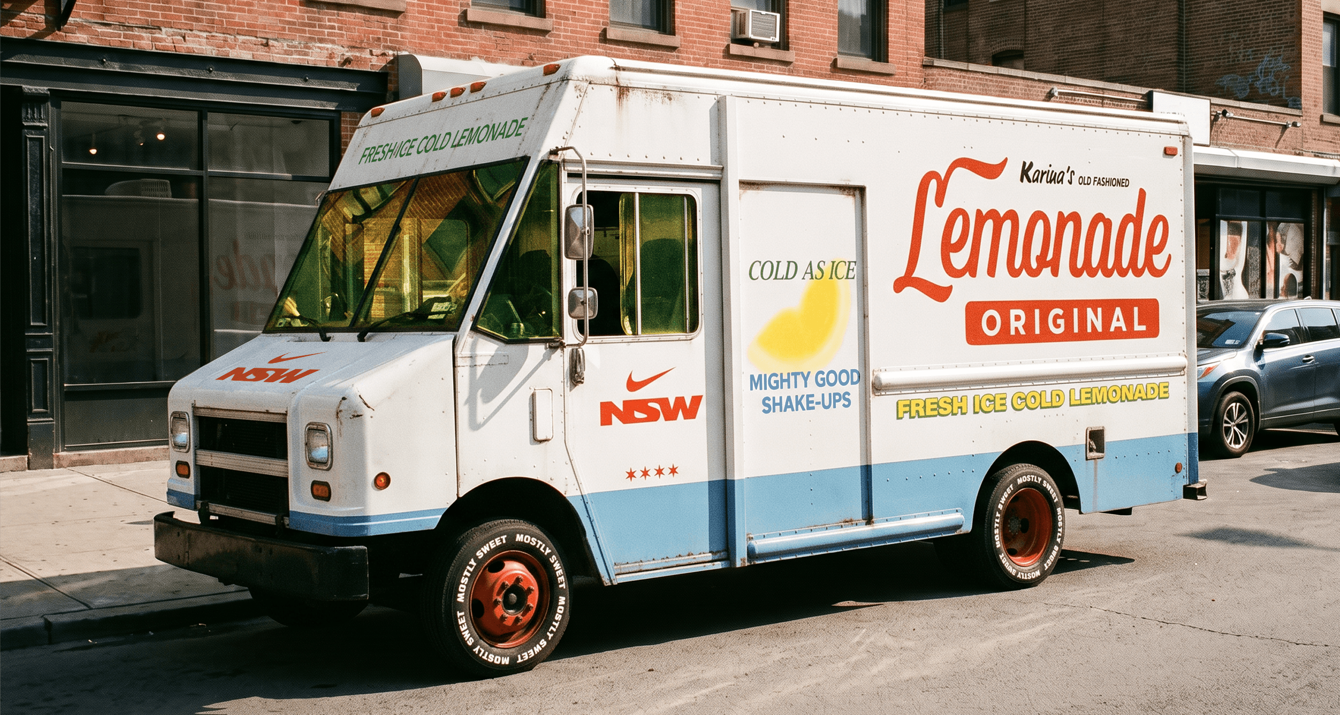 The Karina’s Lemonade truck parked on a city street