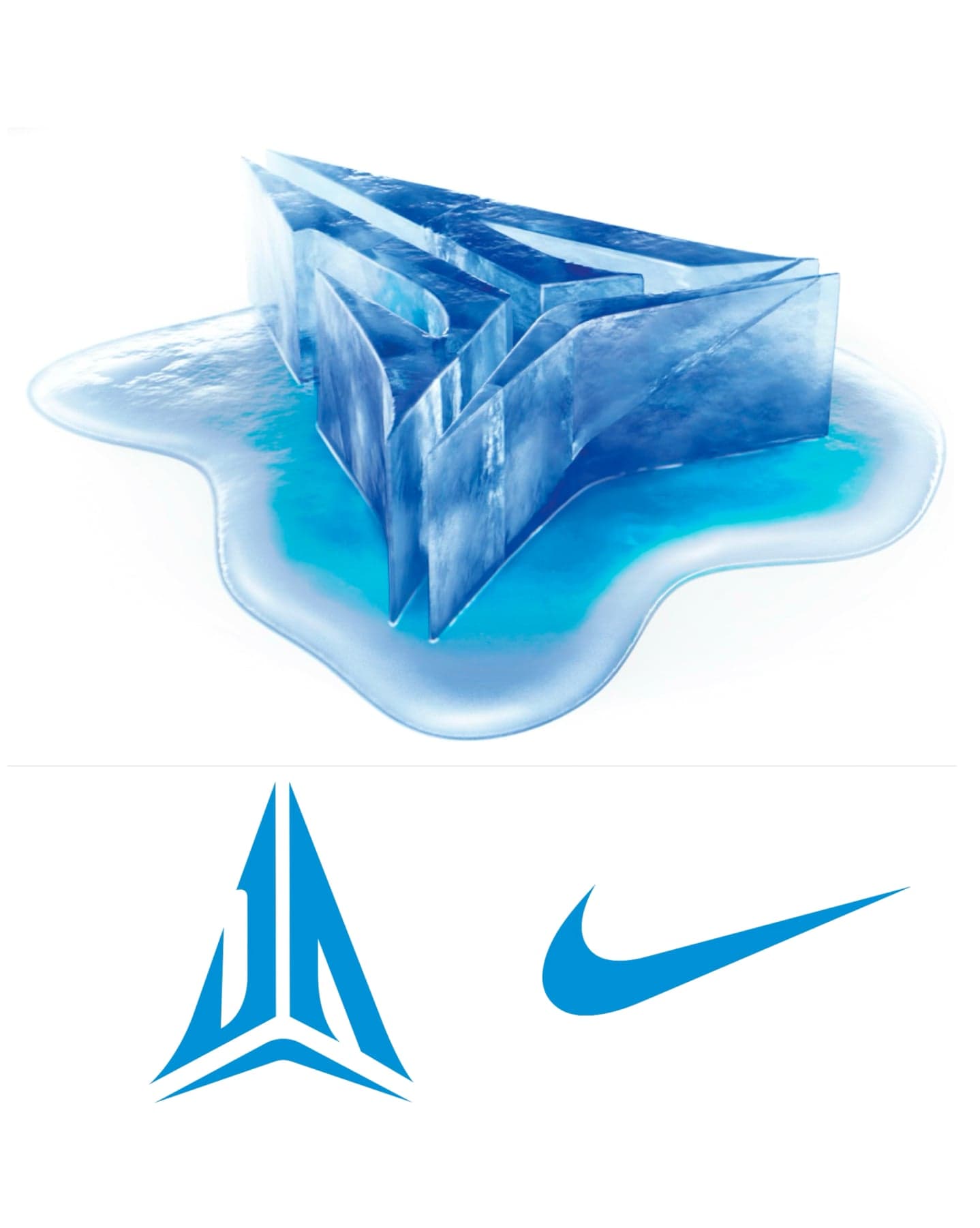 A melting ice Ja logo graphic with the Ja logo and a Nike swoosh